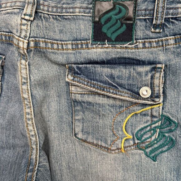 Rockawear Blue Flare Jeans Studded Legs and Zebra Cuffs Women’s Size 11 - Picture 7 of 8